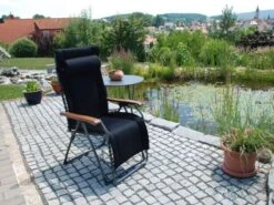 Relaxliege Oasi Daydreamer 3D-Mesh Black Holzarmlehnen -Gartenmöbel Verkäufe SUNGOE 2 627x627