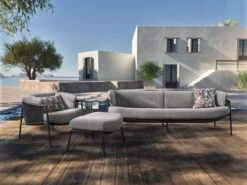 Lounge-Sofa 3-Sitzer Zoe Alu Schwarz Matt Kordel Basalt Stoff Mélange Grau -Gartenmöbel Verkäufe aera by stern zoe lounge sofa 3 sitzer 415963 627x627