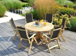 Roble Holz Gartenstuhl Sling Recliner Charcoal -Gartenmöbel Verkäufe alexander rose holz klappsessel charcoal sling 131ch ambientebild 2 627x627