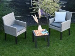 Alu Beistelltisch Oriental Teak Anthrazit 45x45cm -Gartenmöbel Verkäufe alu beistelltisch oriental teak anthrazit ambientebild 627x627