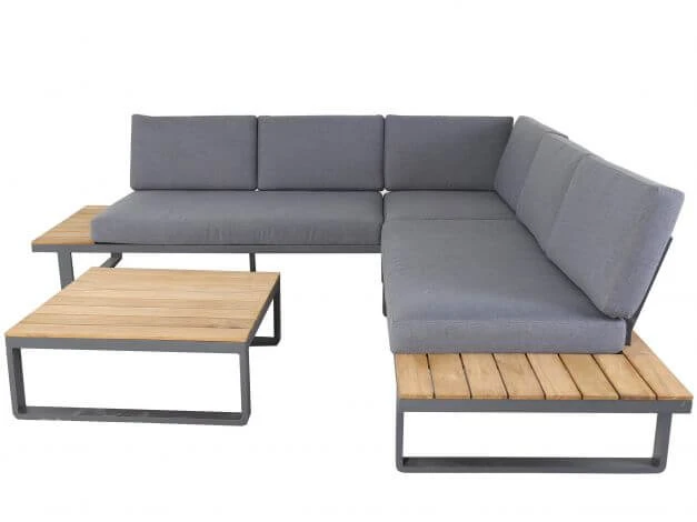 Loungemöbel Set Ecke Lagoni Holz Alu Anthrazit 4 Loungemöbel Set Ecke Lagoni Holz Alu Anthrazit – Bild 2