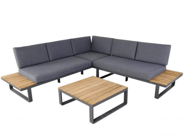 Loungemöbel Set Ecke Lagoni Holz Alu Anthrazit 3 Loungemöbel Set Ecke Lagoni Holz Alu Anthrazit