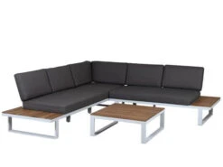 Loungemöbel Set Ecke Lagoni Holz Alu Weiß