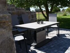 Alu Lift-Tisch Newport 140x85cm Keramik Light-stone -Gartenmöbel Verkäufe alu keramik lift tisch lifttisch lounge newport light stone ambientebild 627x627