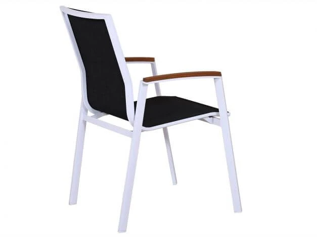 Alu Stapelsessel Oriental Teak Weiß|anthrazit 5 Alu Stapelsessel Oriental Teak Weiß|anthrazit – Bild 3