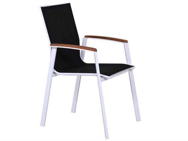 Alu Stapelsessel Oriental Teak Weiß|anthrazit 4 Alu Stapelsessel Oriental Teak Weiß|anthrazit – Bild 2