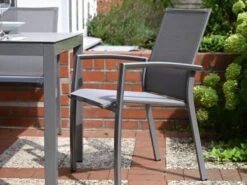 Alu Stapelsessel Timmendorf Graphit|silbergrau -Gartenmöbel Verkäufe alu stapelsessel timmendorf graphit detailbild 2 627x627
