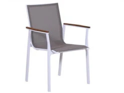 Alu Teak Stapelsessel Turmalin Weiß|khaki