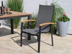 Alu Teak Gartenstuhl Stapelsessel Verona Anthrazit -Gartenmöbel Verkäufe alu teakholz stapelsessel garten stapelstuhl verona ambientebild 627x627