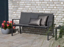 Aluminium Gartenbank Leona 3-Sitzer Anthrazit|dark-smoke -Gartenmöbel Verkäufe aluminium gartenbank alu metall leona dark smoke 3 sitzer ambientebild 3 627x627