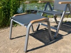 Hocker Bayern Teak Silber-darkgrey -Gartenmöbel Verkäufe aluminium hocker bayern teak silber ambientebild 627x627