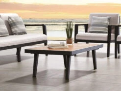 Alu-Teak Loungemöbel Regency Kaffeetisch 120x70cm -Gartenmöbel Verkäufe aluminium loungemoebel serie regency couchtisch teak ambientebild 627x627