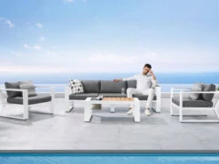 Garten Lounge Set Lovina White 4-teilig -Gartenmöbel Verkäufe aluminium loungeset lovina white ambientebild 2 627x627