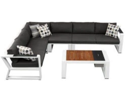 Garten Lounge Set Ecke Lovina White 5-teilig