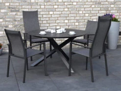 HPL Gartentisch Laveno Ø125cm Kreuzfuß Edelstahl Anthrazit 11 HPL Gartentisch Laveno Ø125cm Kreuzfuß Edelstahl Anthrazit -Gartenmöbel Verkäufe aluminium stapelsessel trivento highback anthrazit dark smoke ambientebild 2 627x627