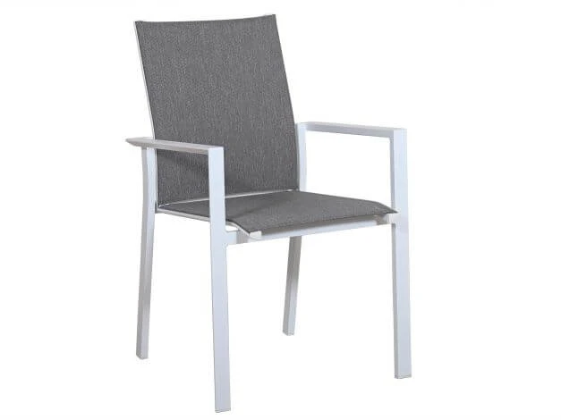 Alu Stapelsessel Trivento Weiß|light-smoke 3 Alu Stapelsessel Trivento Weiß|light-smoke