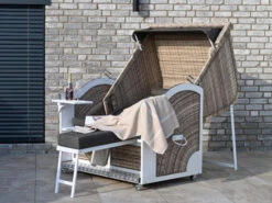 Strandkorb Luxury Aluminium XL PE Seashell Dessin Southend 160 -Gartenmöbel Verkäufe aluminium strandkorb luxury seashell uni grau ambientebild 5 627x627