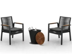 Alu-Teakholz Beistelltisch Und Sektkühler Cupid -Gartenmöbel Verkäufe aluminium teakholz sektkuehler beistelltisch hocker cupido anwendungsbeispiel 627x627