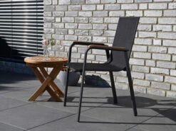 Alu Teak Stapelsessel Santa Fe Anthrazit|anthrazit -Gartenmöbel Verkäufe aluminium teakholz stapelsessel santa fe mix tex ambientebild 627x627