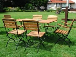 Holz Klapptisch Maja Flachstahl-Robinie 120x80cm -Gartenmöbel Verkäufe biergarten moebel serie maja ambientebild 627x627