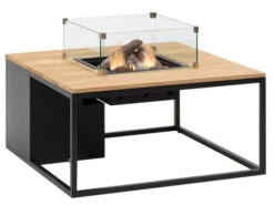 Feuertisch Cosiloft 100 Black Teak Top Mit Glasrahmen