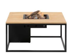 Feuertisch Cosiloft 100 Black Teak Top Mit Glasrahmen -Gartenmöbel Verkäufe cosi fires cosiloft 100 black teak ohne glas frontansicht 627x627