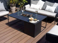 Feuertisch Cosidesign Line 120 Keramik Black Marble Mit Glasrahmen -Gartenmöbel Verkäufe cosidesign feuertisch 120 black keramik black marble mit glas set ambientebild 1 627x627