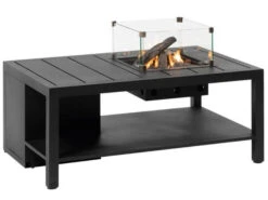 Feuertisch Cosiflow Straight Alu Anthracite Mit Glasrahmen