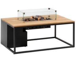 Feuertisch Cosiloft 120 Black Teak Top Mit Glasrahmen