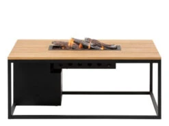 Feuertisch Cosiloft 120 Black Teak Top Mit Glasrahmen -Gartenmöbel Verkäufe cosiloft 120 black teakholz feuertisch ohne glas frontansicht 627x627