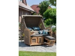 Bullaugen Strandkorb PURE® Madura XXL Teak Hyacinth Dessin 469 -Gartenmöbel Verkäufe deVries strandkorb pure madura xxl twisted hyacinth dessin 469 detailbild 4 627x627