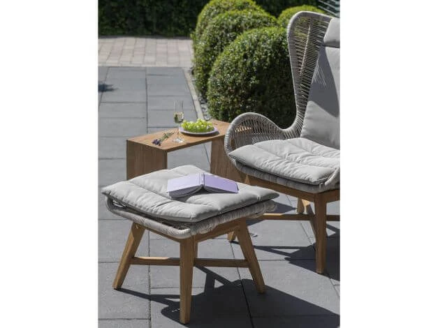 Luna Fußhocker Teak Geflecht Light Grey 4 Luna Fußhocker Teak Geflecht Light Grey – Bild 2