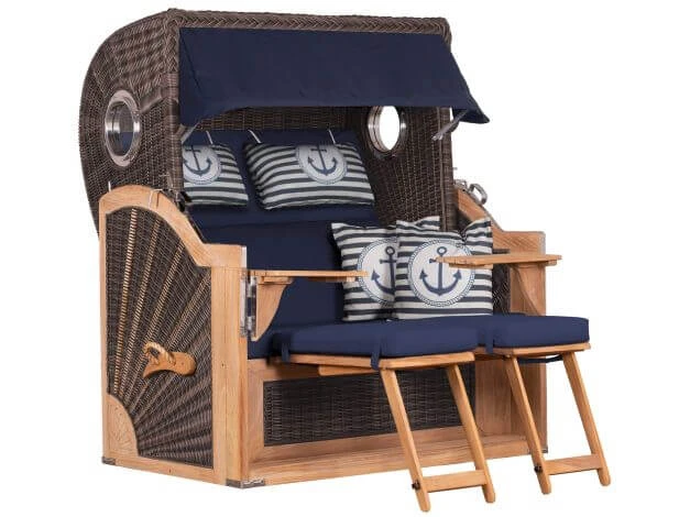 Teak Strandkorb PURE® Albatros XL Stone Grey Dessin 198 3 Teak Strandkorb PURE® Albatros XL Stone Grey Dessin 198