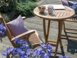 Trinidad Klapptisch Ø70cm Teakholz -Gartenmöbel Verkäufe devries trinidad klapptisch 70cm rund teakholz 62080c ambientebild 1 627x627