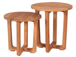 Woodie Teakholz Beistelltisch 2-er Set Ø45cm Ø50cm