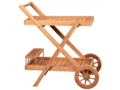 Servierwagen Teakholz Woodie Mit Abnehmbarem Tablett