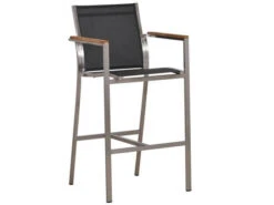 Edelstahl Barhocker Palladium Teak Silvergrey