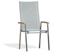 Edelstahl Highback Stapelsessel Rhodium Teak Light-smoke
