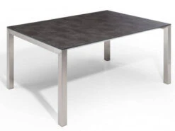 Doppel-Ausziehtisch Sydney Edelstahl HPL 160-210-260x100cm