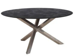 HPL Gartentisch Laveno Ø150cm Kreuzfuß Edelstahl Gebürstet