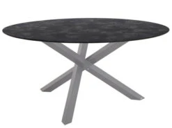 HPL Gartentisch Laveno Ø150cm Kreuzfuß Edelstahl Graphit