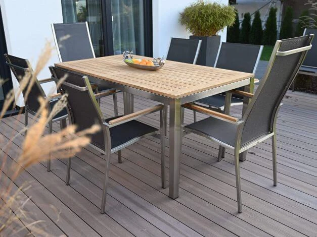 Edelstahl Stapelsessel Palladium Teak Highback Silvergrey 7 Edelstahl Stapelsessel Palladium Teak Highback Silvergrey – Bild 5