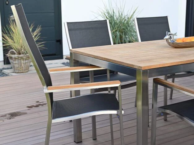 Edelstahl Stapelsessel Palladium Teak Highback Silvergrey 6 Edelstahl Stapelsessel Palladium Teak Highback Silvergrey – Bild 4