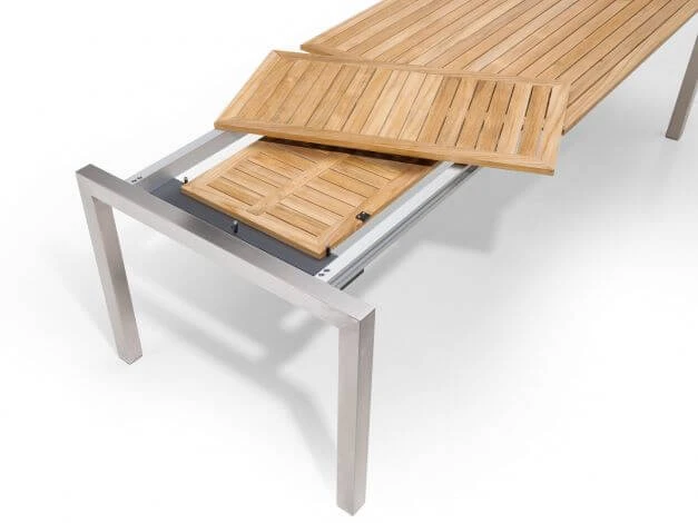 Doppel-Ausziehtisch Sydney Edelstahl Teak 160-210-260x100cm 4 Doppel-Ausziehtisch Sydney Edelstahl Teak 160-210-260x100cm – Bild 2