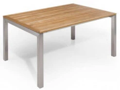 Doppel-Ausziehtisch Sydney Edelstahl Teak 220-270-320x100cm