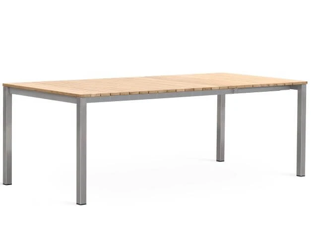 Edelstahl Teakholz Ausziehtisch Livigno 160/220/280x100cm 4 Edelstahl Teakholz Ausziehtisch Livigno 160/220/280x100cm – Bild 2