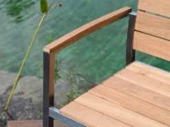 Edelstahl Teakholz Bank Valis 120cm 2-Sitzer -Gartenmöbel Verkäufe edelstahl teakholz gartenbank valis 2 sitzer detailbild 627x627