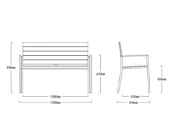 Edelstahl Teakholz Bank Valis 120cm 2-Sitzer -Gartenmöbel Verkäufe edelstahl teakholz gartenbank valis 2 sitzer technische zeichnung 627x627