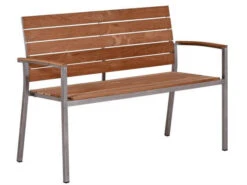Edelstahl Teakholz Bank Valis 120cm 2-Sitzer