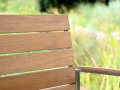 Edelstahl Teakholz Bank Valis 150cm 3-Sitzer -Gartenmöbel Verkäufe edelstahl teakholz gartenbank valis 3 sitzer detailbild 627x627